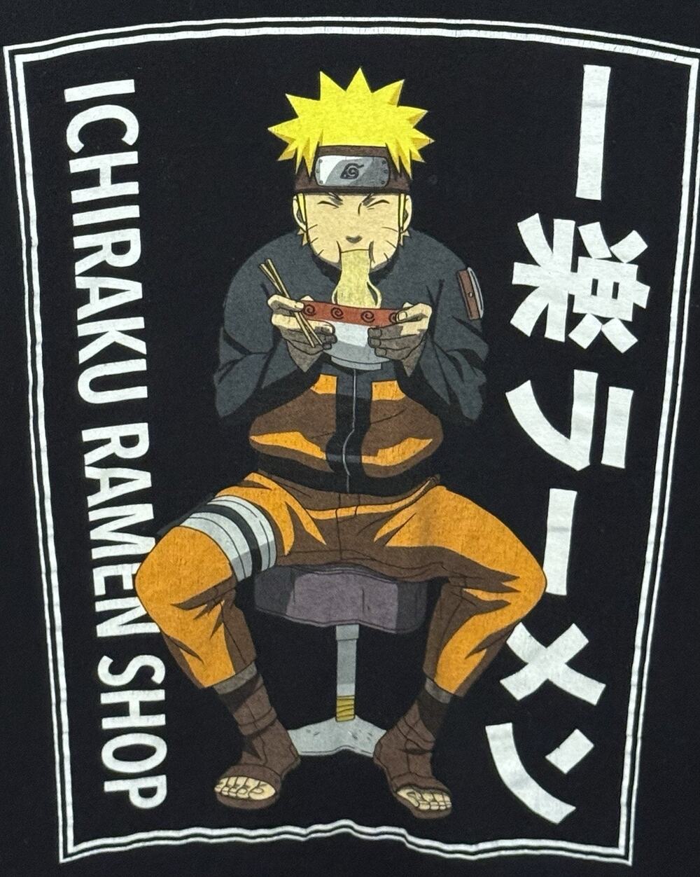 Naruto Ichiraku Ramen Shop Graphic Black T-Shirt Short Sleeve Medium